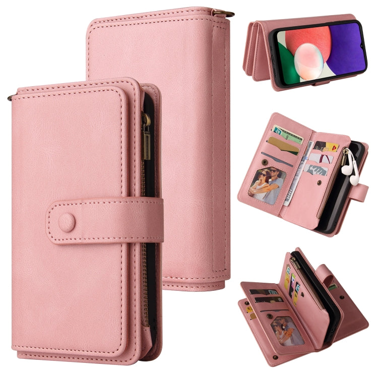 Skin Feel PU + TPU Horizontal Flip Leather Case with Holder & 15 Cards Slot & Wallet & Zipper Pocket & Lanyard, For Samsung Galaxy A01, For Samsung Galaxy A02 EU Version, For Samsung Galaxy A02s, For Samsung Galaxy A03s, For Samsung Galaxy A12 5G������...