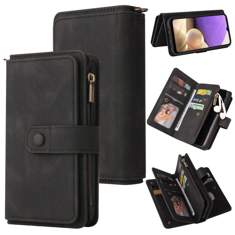 Skin Feel PU + TPU Horizontal Flip Leather Case with Holder & 15 Cards Slot & Wallet & Zipper Pocket & Lanyard, For Samsung Galaxy A01, For Samsung Galaxy A02 EU Version, For Samsung Galaxy A02s, For Samsung Galaxy A03s, For Samsung Galaxy A12 5G������...
