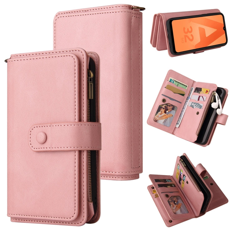 Skin Feel PU + TPU Horizontal Flip Leather Case with Holder & 15 Cards Slot & Wallet & Zipper Pocket & Lanyard, For Samsung Galaxy A01, For Samsung Galaxy A02 EU Version, For Samsung Galaxy A02s, For Samsung Galaxy A03s, For Samsung Galaxy A12 5G������...