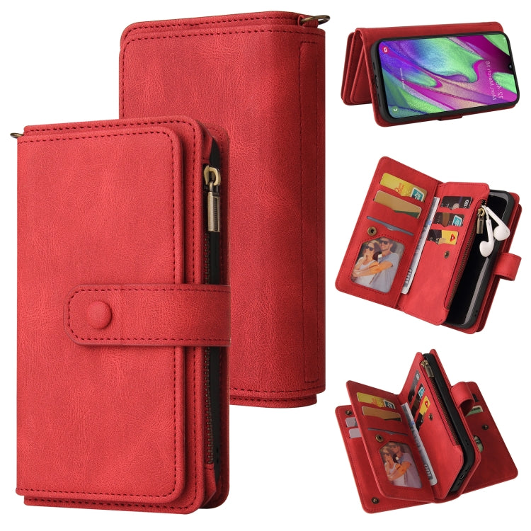 Skin Feel PU + TPU Horizontal Flip Leather Case with Holder & 15 Cards Slot & Wallet & Zipper Pocket & Lanyard, For Samsung Galaxy A01, For Samsung Galaxy A02 EU Version, For Samsung Galaxy A02s, For Samsung Galaxy A03s, For Samsung Galaxy A12 5G������...