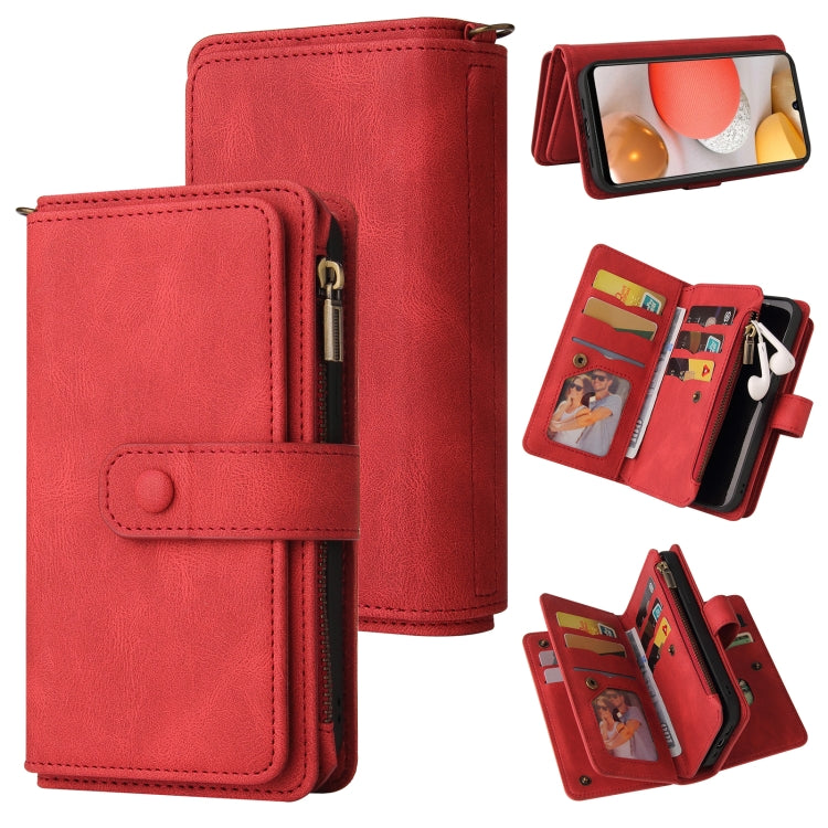 Skin Feel PU + TPU Horizontal Flip Leather Case with Holder & 15 Cards Slot & Wallet & Zipper Pocket & Lanyard, For Samsung Galaxy A42 5G, For Samsung Galaxy A50, For Samsung Galaxy A51 4G, For Samsung Galaxy A51 5G, For Samsung Galaxy A52 5G / 4G�����...