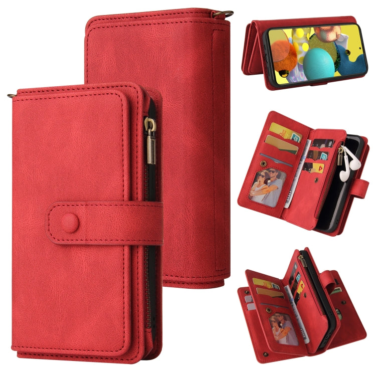 Skin Feel PU + TPU Horizontal Flip Leather Case with Holder & 15 Cards Slot & Wallet & Zipper Pocket & Lanyard, For Samsung Galaxy A42 5G, For Samsung Galaxy A50, For Samsung Galaxy A51 4G, For Samsung Galaxy A51 5G, For Samsung Galaxy A52 5G / 4G�����...