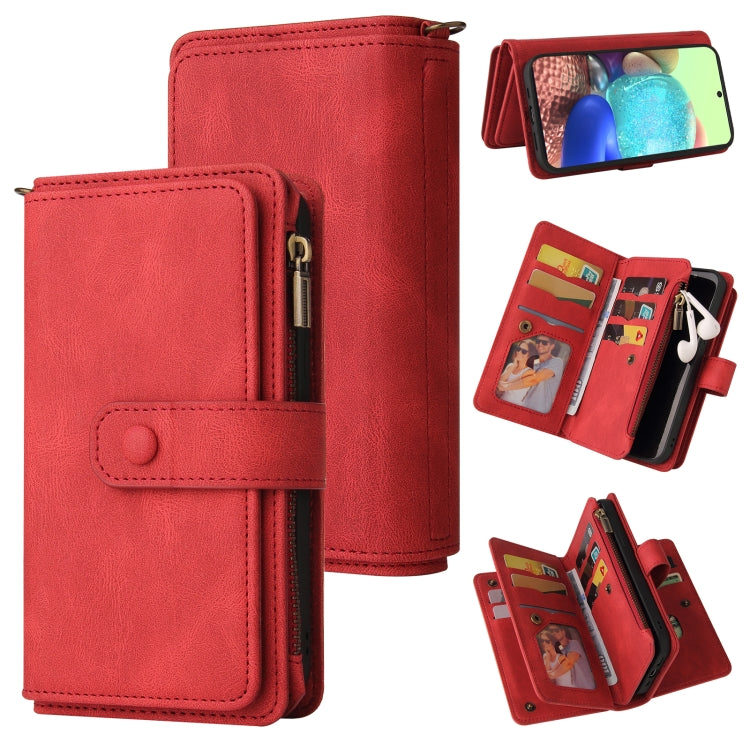 Skin Feel PU + TPU Horizontal Flip Leather Case with Holder & 15 Cards Slot & Wallet & Zipper Pocket & Lanyard, For Samsung Galaxy A42 5G, For Samsung Galaxy A50, For Samsung Galaxy A51 4G, For Samsung Galaxy A51 5G, For Samsung Galaxy A52 5G / 4G�����...