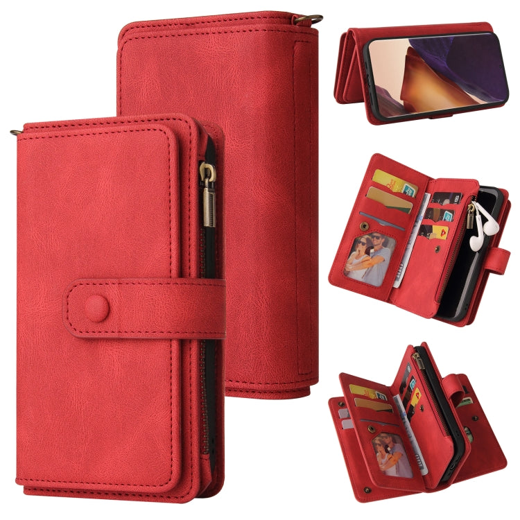 Skin Feel PU + TPU Horizontal Flip Leather Case with Holder & 15 Cards Slot & Wallet & Zipper Pocket & Lanyard, For Samsung Galaxy M10 / A10, For Samsung Galaxy Note20, For Samsung Galaxy Note20 Ultra, For Samsung Galaxy Note10 5G����������������������...