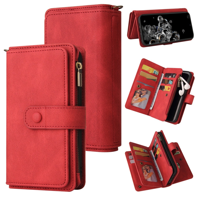 Skin Feel PU + TPU Horizontal Flip Leather Case with Holder & 15 Cards Slot & Wallet & Zipper Pocket & Lanyard, For Samsung Galaxy S20+, For Samsung Galaxy S20 Ultra, For Samsung Galaxy S21 5G, For Samsung Galaxy S21 FE 5G, For Samsung Galaxy S21 Ultra...