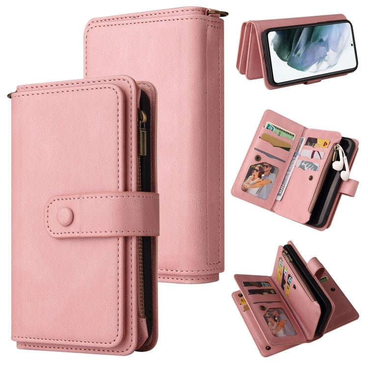 Skin Feel PU + TPU Horizontal Flip Leather Case with Holder & 15 Cards Slot & Wallet & Zipper Pocket & Lanyard, For Samsung Galaxy S20+, For Samsung Galaxy S20 Ultra, For Samsung Galaxy S21 5G, For Samsung Galaxy S21 FE 5G, For Samsung Galaxy S21 Ultra...