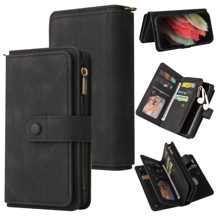 Skin Feel PU + TPU Horizontal Flip Leather Case with Holder & 15 Cards Slot & Wallet & Zipper Pocket & Lanyard, For Samsung Galaxy S20+, For Samsung Galaxy S20 Ultra, For Samsung Galaxy S21 5G, For Samsung Galaxy S21 FE 5G, For Samsung Galaxy S21 Ultra...