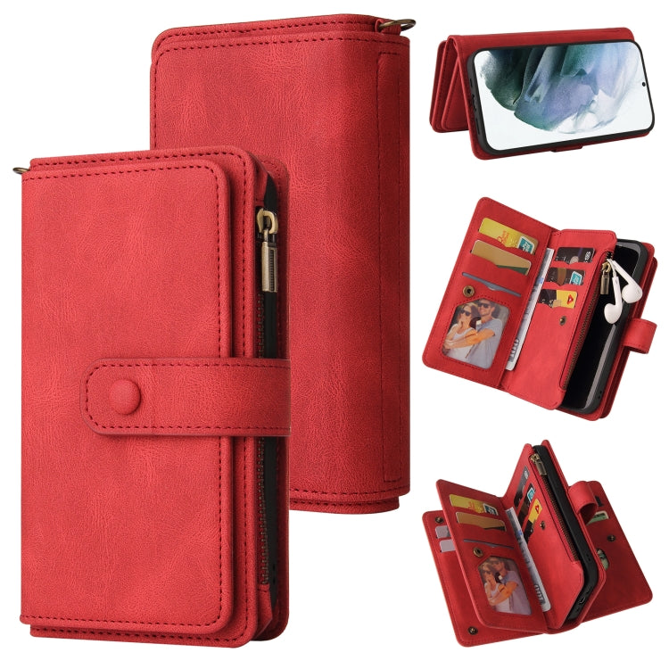 Skin Feel PU + TPU Horizontal Flip Leather Case with Holder & 15 Cards Slot & Wallet & Zipper Pocket & Lanyard, For Samsung Galaxy S20+, For Samsung Galaxy S20 Ultra, For Samsung Galaxy S21 5G, For Samsung Galaxy S21 FE 5G, For Samsung Galaxy S21 Ultra...