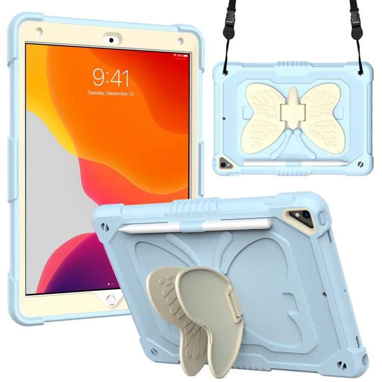 Beige PC + Silicone Anti-drop Protective Case with Butterfly Shape Holder & Pen Slot, For iPad 9.7 2018 & 2017 / Pro 9.7 inch / Air 2 / 6, For iPad 10.2 2021 & 2020 & 2019 / Air 3 10.5 inch, For iPad 10.2 2020 & 2019 / Air 3 10.5 inch������������������...