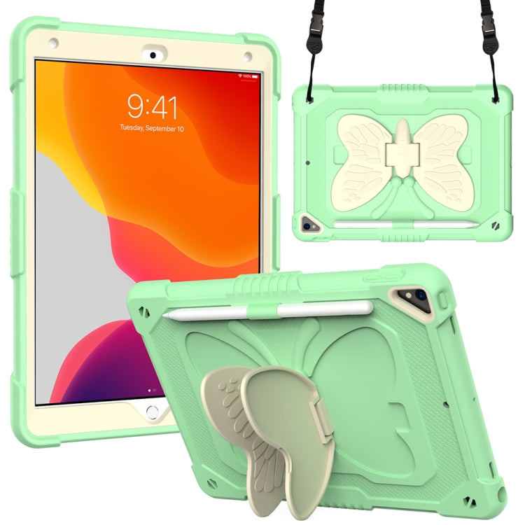 Beige PC + Silicone Anti-drop Protective Case with Butterfly Shape Holder & Pen Slot, For iPad 9.7 2018 & 2017 / Pro 9.7 inch / Air 2 / 6, For iPad 10.2 2021 & 2020 & 2019 / Air 3 10.5 inch, For iPad 10.2 2020 & 2019 / Air 3 10.5 inch������������������...