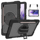 360 Degree Rotation Contrast Color Shockproof Silicone + PC Case with Holder & Hand Grip Strap & Shoulder Strap, For Samsung Galaxy Tab S7 FE T730 / T735