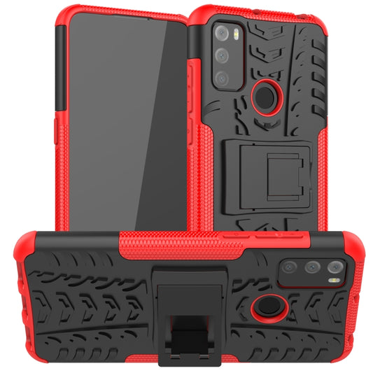 Tire Texture Shockproof TPU+PC Protective Case with Holder, For Alcatel 3L (2021), For Motorola Edge 20 Lite, For Motorola Edge (2021), For Motorola Edge 20, For Samsung Galaxy A03S 164mm, For Samsung Galaxy A03S 166mm