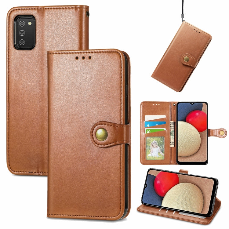 Solid Color Leather Buckle Phone Case with Lanyard & Photo Frame & Card Slot & Wallet & Stand Function, For Samsung Galaxy A03s 166mm