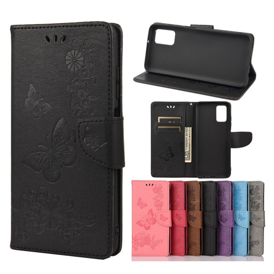 Vintage Embossed Floral Butterfly Pattern Horizontal Flip Leather Case with Card Slot & Holder & Wallet & Lanyard, For Samsung Galaxy A03s 166mm