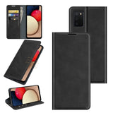 Retro-skin Magnetic Suction Leather Case with Holder & Card Slots & Wallet, For Galaxy A03s 166mm