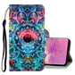 3D Colored Drawing Horizontal Flip PU Leather Case with Holder & Card Slots & Wallet