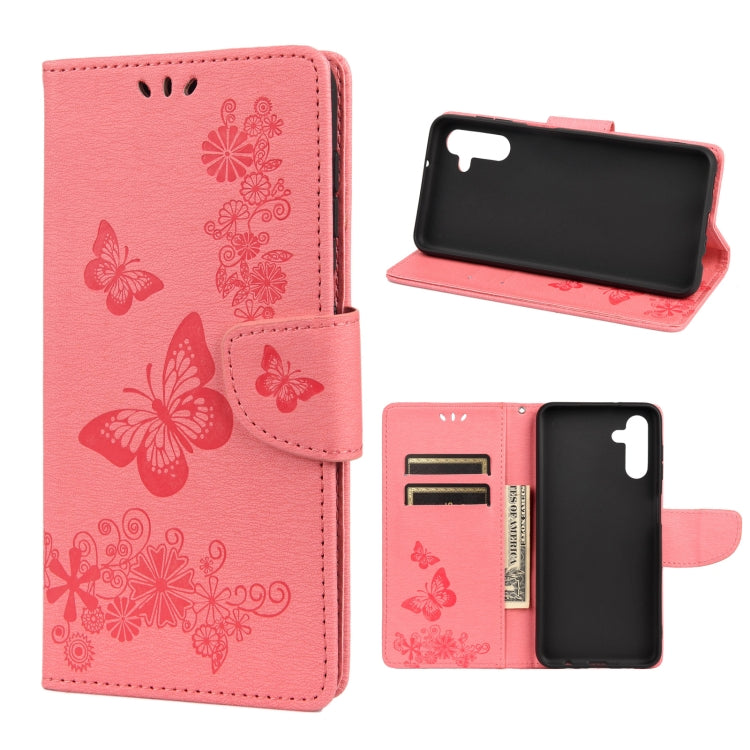 Butterfly Embossed Horizontal Flip Leather Phone Case with Card Slot & Holder, For Samsung Galaxy A13 5G