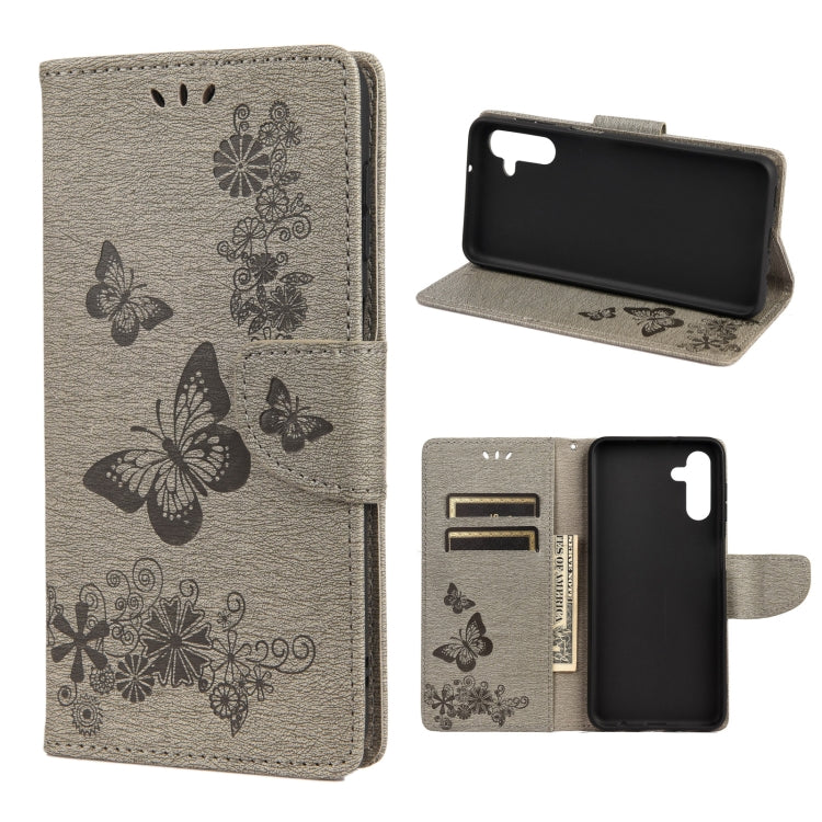 Butterfly Embossed Horizontal Flip Leather Phone Case with Card Slot & Holder, For Samsung Galaxy A13 5G