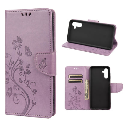 Butterfly Flower Pattern Horizontal Flip Leather Phone Case with Card Slot & Holder, For Samsung Galaxy A13 5G