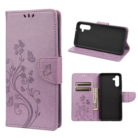 Butterfly Flower Pattern Horizontal Flip Leather Phone Case with Card Slot & Holder, For Samsung Galaxy A13 5G