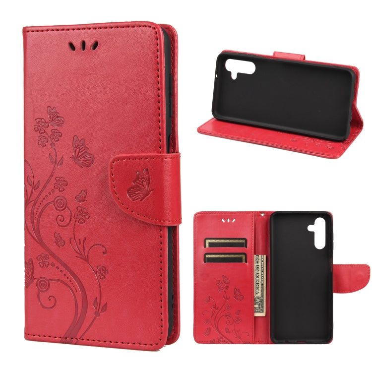 Butterfly Flower Pattern Horizontal Flip Leather Phone Case with Card Slot & Holder, For Samsung Galaxy A13 5G