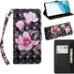 3D Painted Pattern Horizontal Flip Leather Phone Case with Holder & Lanyard