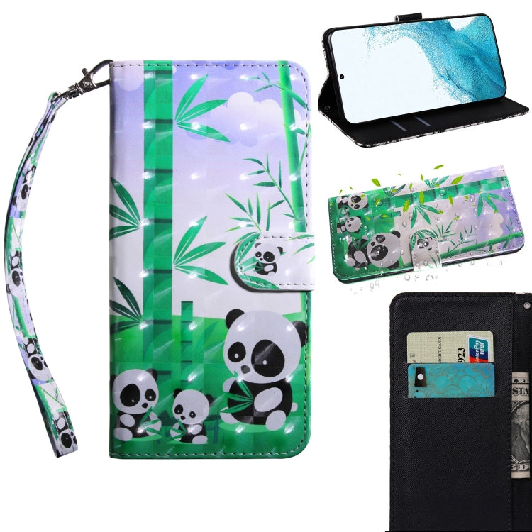 3D Painted Pattern Horizontal Flip Leather Phone Case with Holder & Lanyard