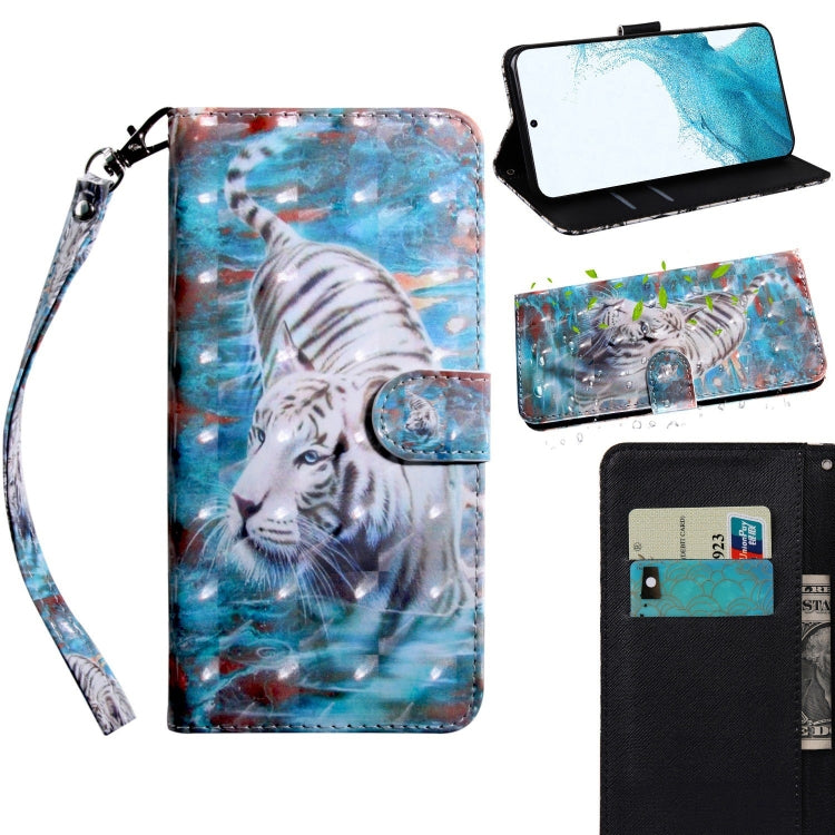 3D Painted Pattern Horizontal Flip Leather Phone Case with Holder & Lanyard