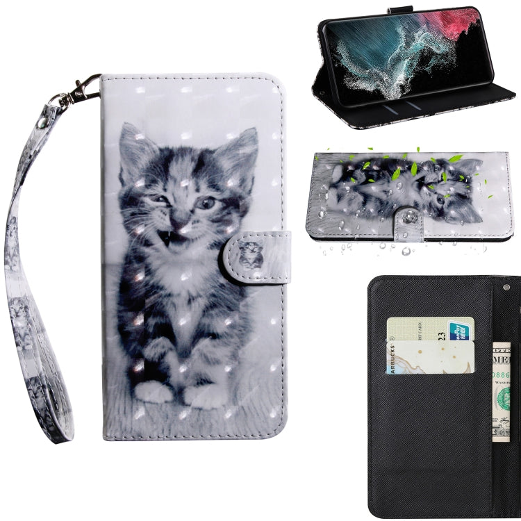3D Painted Pattern Horizontal Flip Leather Phone Case with Holder & Lanyard