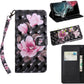 3D Painted Pattern Horizontal Flip Leather Phone Case with Holder & Lanyard
