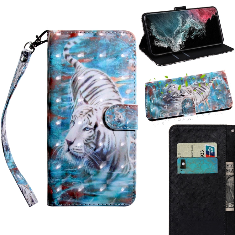 3D Painted Pattern Horizontal Flip Leather Phone Case with Holder & Lanyard