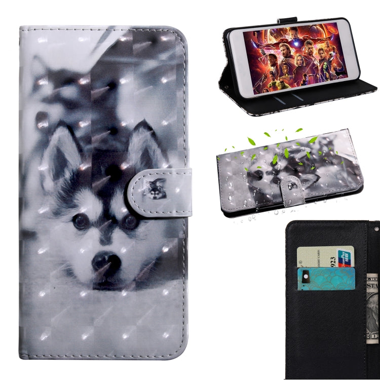 3D Painted Pattern Horizontal Flip Leather Phone Case with Holder & Lanyard