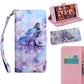 3D Painted Pattern Horizontal Flip Leather Phone Case with Holder & Lanyard