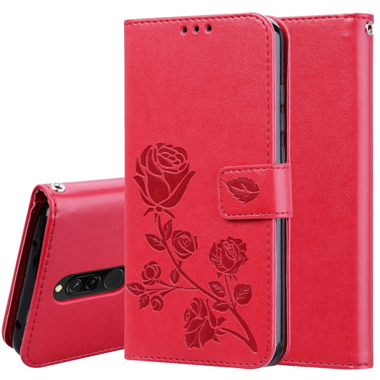 Rose Embossed Horizontal Flip PU Leather Case for Galaxy A10, with Holder & Card Slots & Wallet