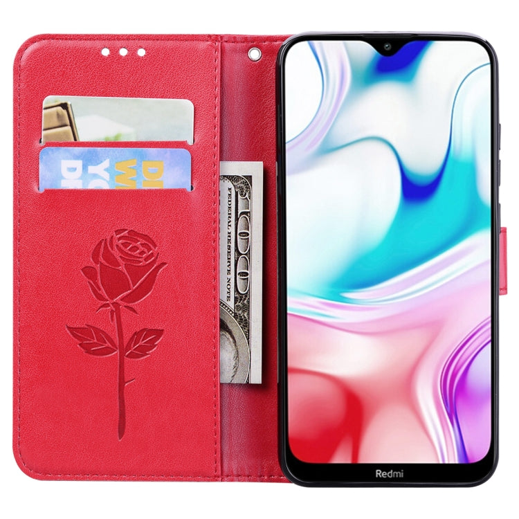 Rose Embossed Horizontal Flip PU Leather Case for Galaxy A10, with Holder & Card Slots & Wallet