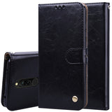 Business Style Oil Wax Texture Horizontal Flip Leather Case, with Holder & Card Slots & Wallet