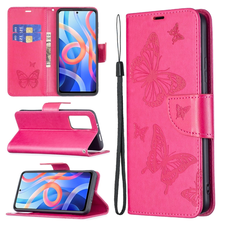 Two Butterflies Embossing Pattern Horizontal Flip Leather Phone Case with Holder & Card Slot & Wallet & Lanyard, For Xiaomi Redmi Note 11 5G, For Samsung Galaxy S22+ 5G, For Samsung Galaxy S22 Ultra 5G, For Samsung Galaxy S22 5G