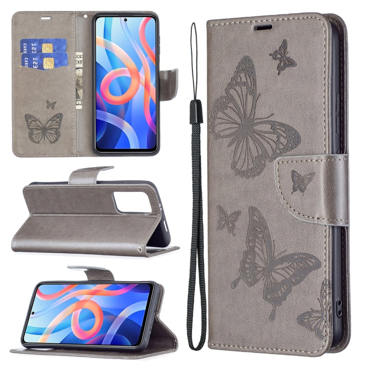 Two Butterflies Embossing Pattern Horizontal Flip Leather Phone Case with Holder & Card Slot & Wallet & Lanyard, For Xiaomi Redmi Note 11 5G, For Samsung Galaxy S22+ 5G, For Samsung Galaxy S22 Ultra 5G, For Samsung Galaxy S22 5G