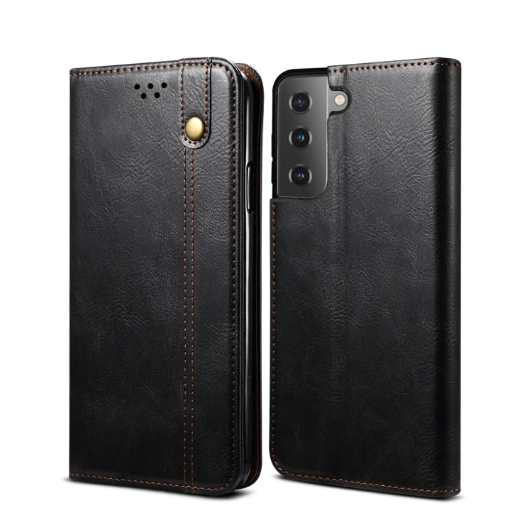 Simple Wax Crazy Horse Texture Horizontal Flip Leather Phone Case with Card Slots & Holder, For Samsung Galaxy S22 5G, For Samsung Galaxy S22+ 5G, For Samsung Galaxy S22 Ultra 5G