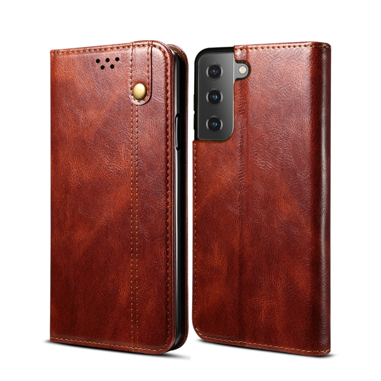 Simple Wax Crazy Horse Texture Horizontal Flip Leather Phone Case with Card Slots & Holder, For Samsung Galaxy S22 5G, For Samsung Galaxy S22+ 5G, For Samsung Galaxy S22 Ultra 5G
