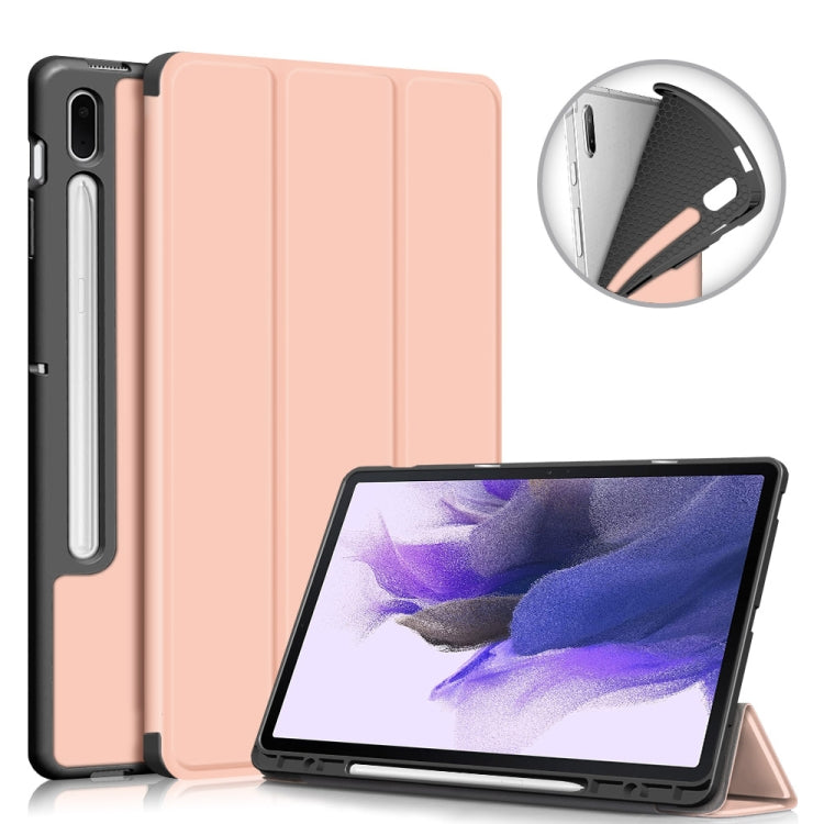 Solid Color TPU Horizontal Flip Tablet Leather Case with 3-Fold Holder & Sleep / Wake-up Function