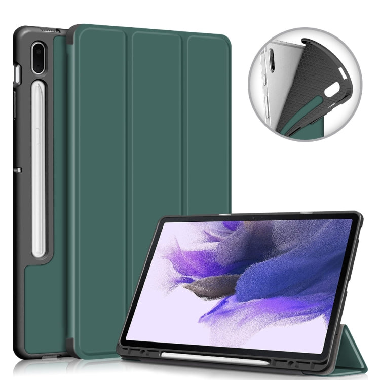 Solid Color TPU Horizontal Flip Tablet Leather Case with 3-Fold Holder & Sleep / Wake-up Function