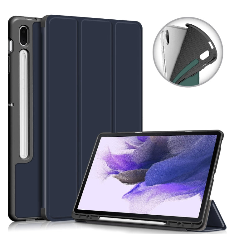 Solid Color TPU Horizontal Flip Tablet Leather Case with 3-Fold Holder & Sleep / Wake-up Function