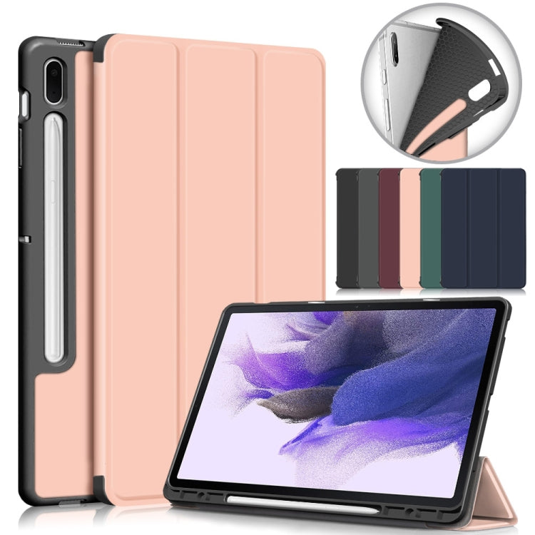 Solid Color TPU Horizontal Flip Tablet Leather Case with 3-Fold Holder & Sleep / Wake-up Function