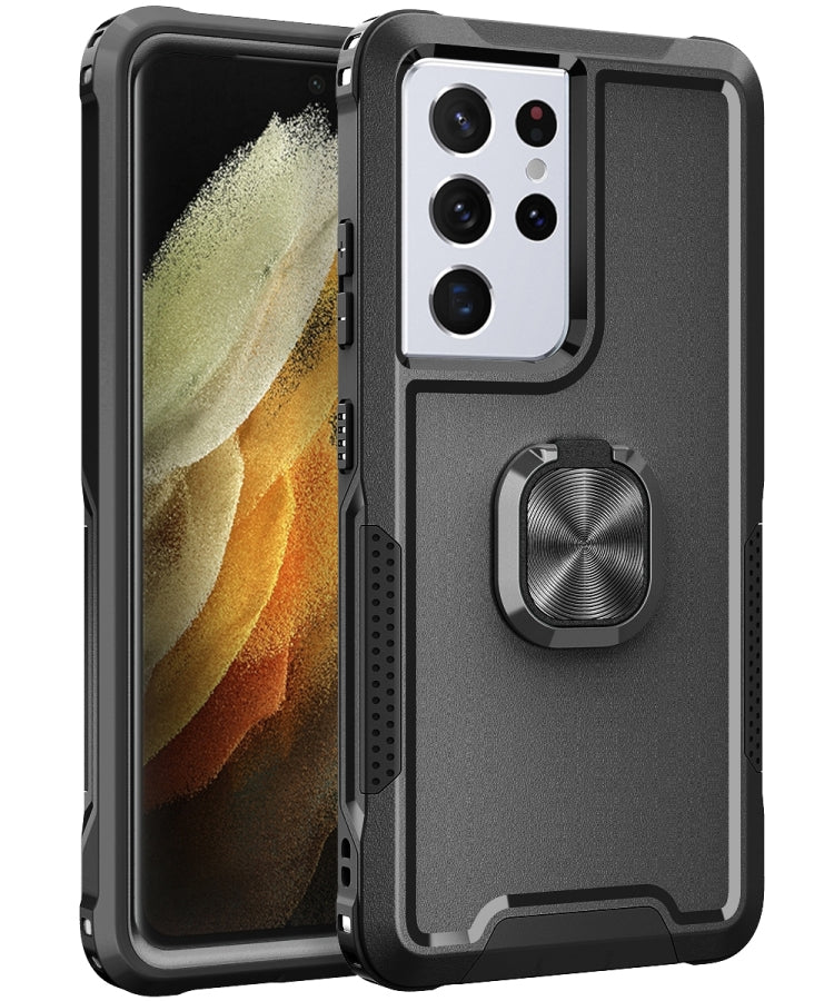 3 in 1 PC + TPU Phone Case with Ring Holder, For Samsung Galaxy S20+, For Samsung Galaxy S20 Ultra, For Samsung Galaxy S21 Ultra 5G