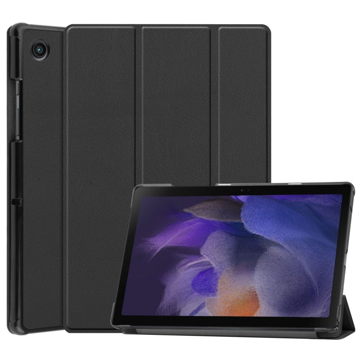 Three-folding Holder Custer Texture Leather Tablet Case, For Samsung Galaxy Tab A8 2021