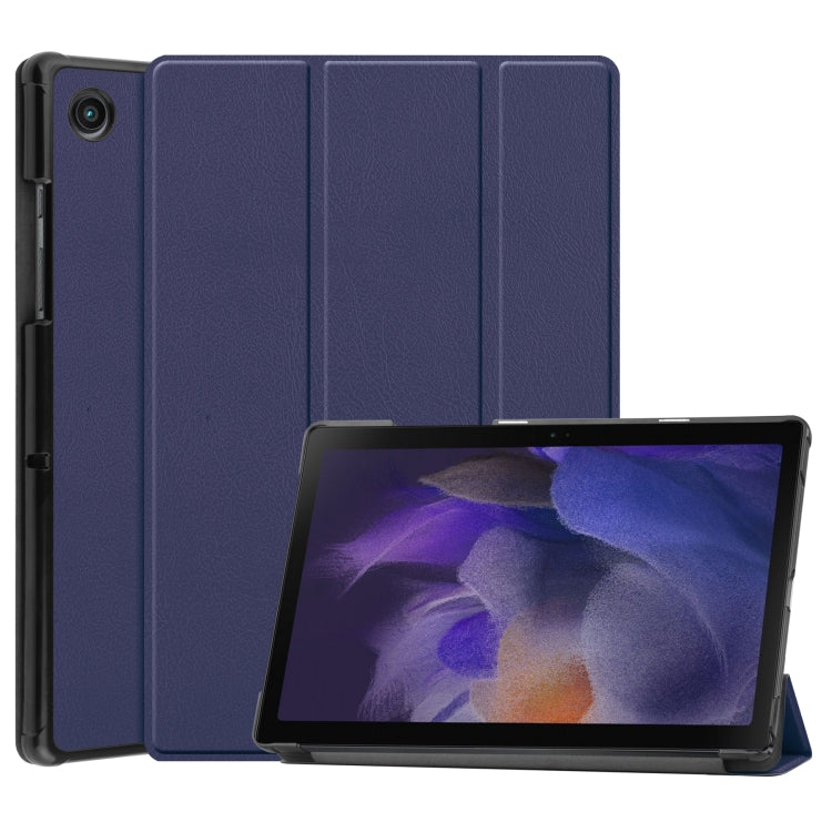 Three-folding Holder Custer Texture Leather Tablet Case, For Samsung Galaxy Tab A8 2021