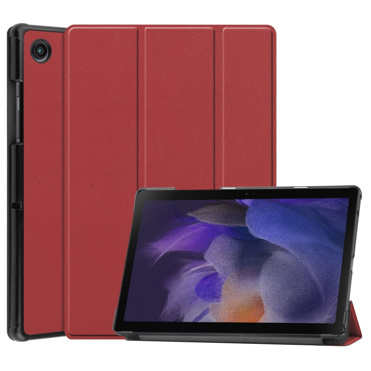 Three-folding Holder Custer Texture Leather Tablet Case, For Samsung Galaxy Tab A8 2021