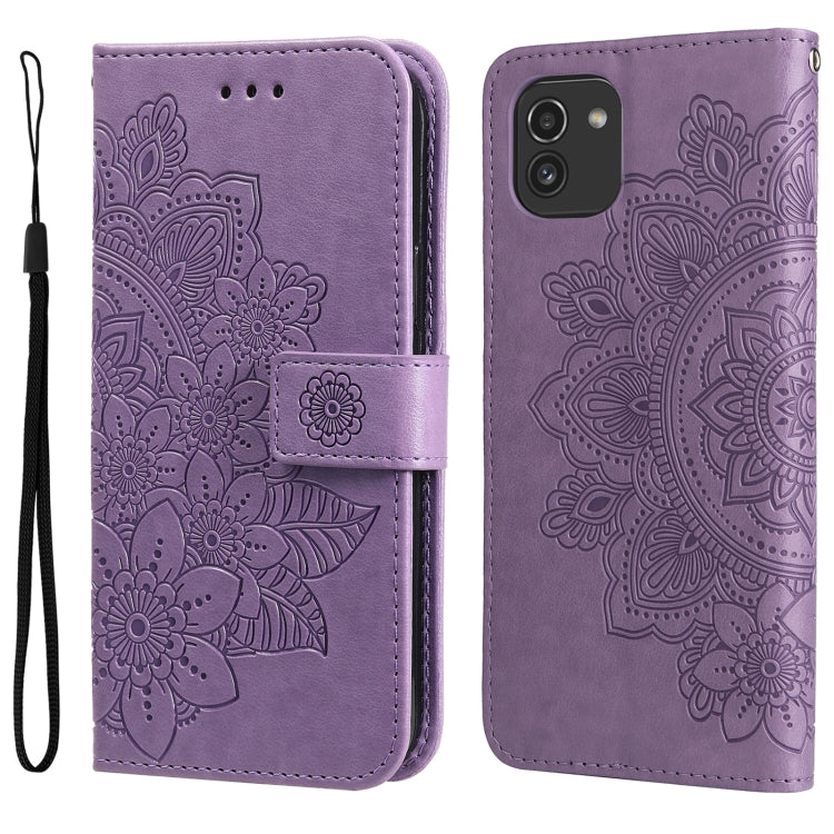 7-petal Flowers Embossing Pattern Horizontal Flip CasePhone Case, For Motorola Moto E20 / E30 / E40, For Samsung Galaxy A03 EU Version, For Samsung Galaxy A03 Global, For Samsung Galaxy A33 5G, For Samsung Galaxy A53 5G