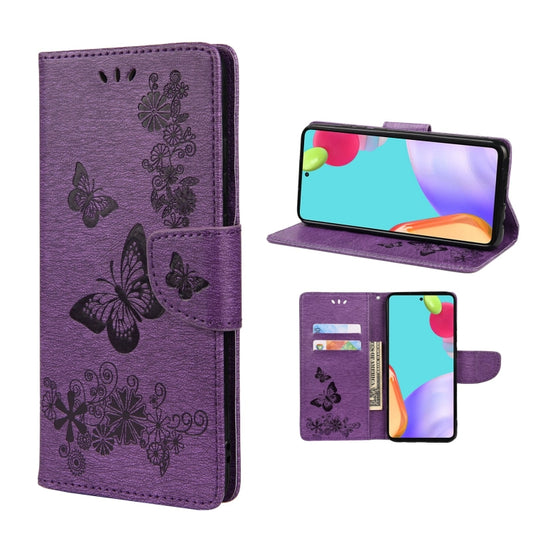 Butterfly Embossed Horizontal Flip Leather Phone Case with Card Slot & Holder, For Samsung Galaxy A33 5G, For Samsung Galaxy A53 5G, For Xiaomi Redmi Note 11 Pro, For Xiaomi Redmi Note 11 5G